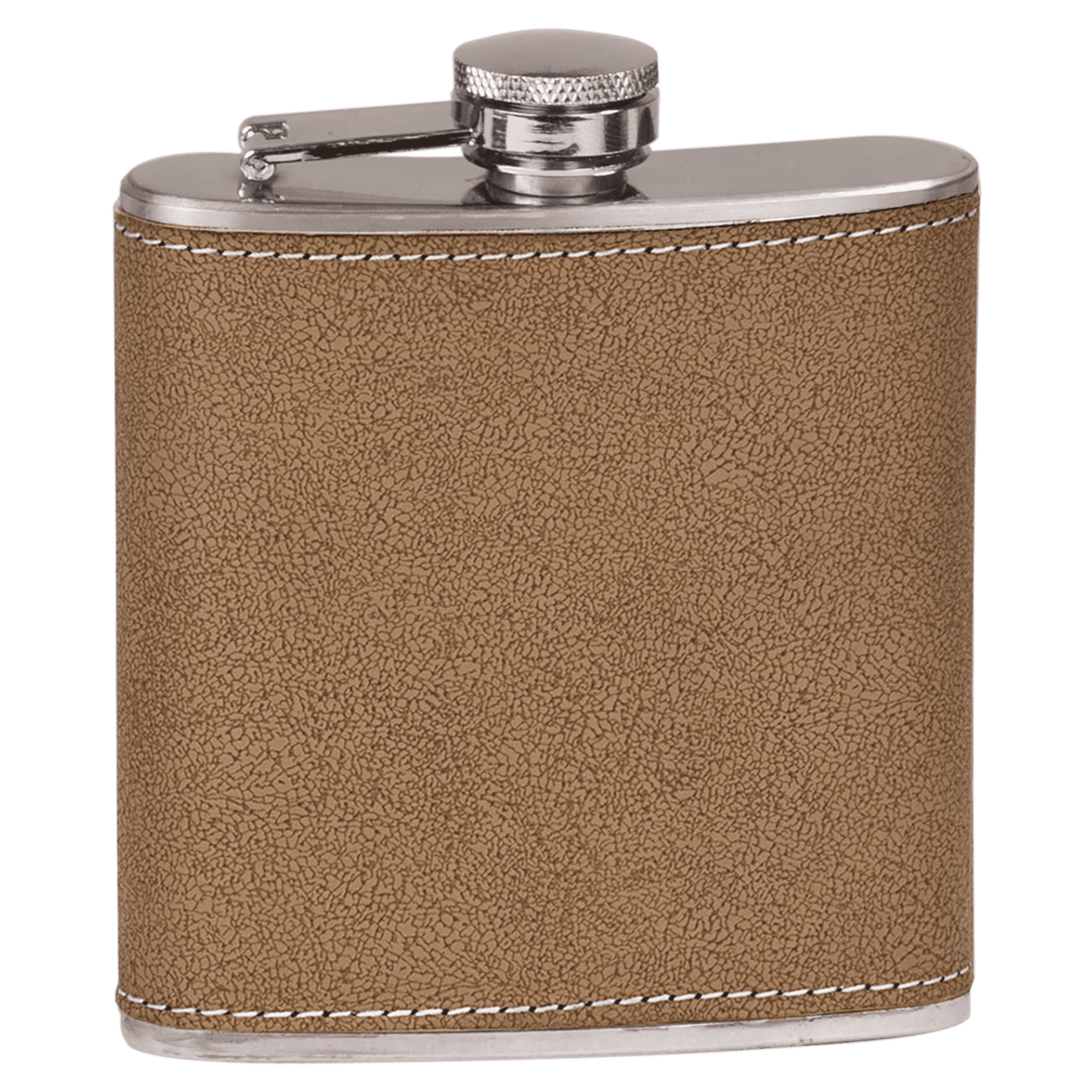 6 oz. Leather Laserable Stainless Steel Flask
