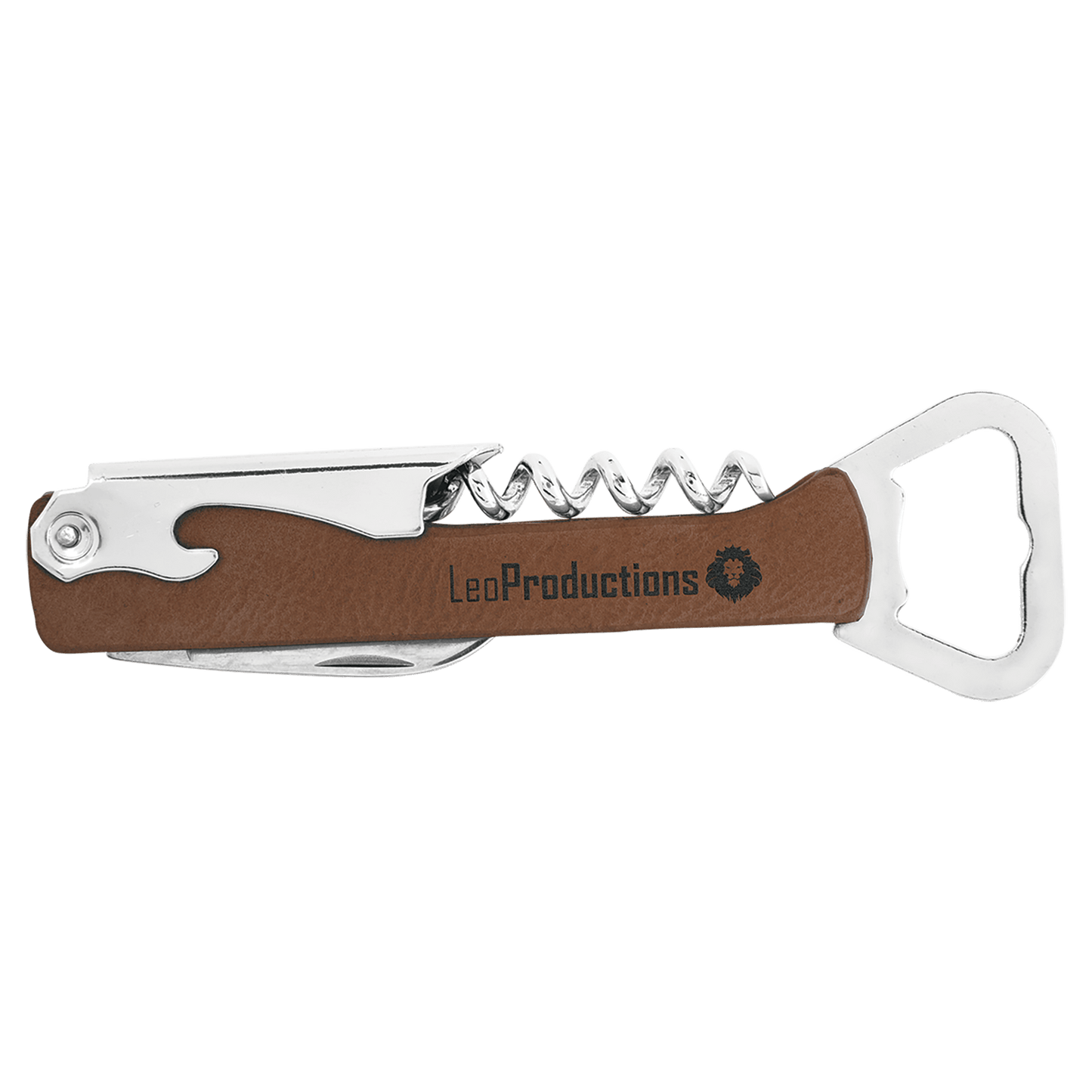 SKU: GFT1152 - Dark Brown Laserable Leatherette Wine Bottle Opener