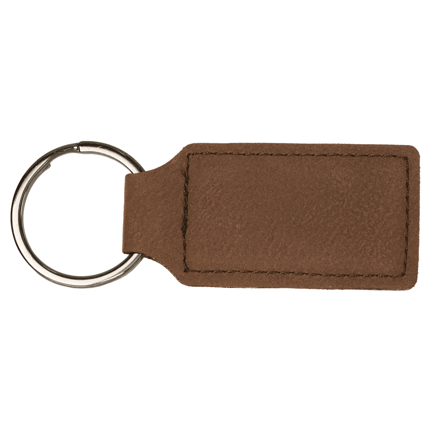 2 3/4" x 1 1/4" Dark Brown Laserable Leatherette Rectangle Keychain
