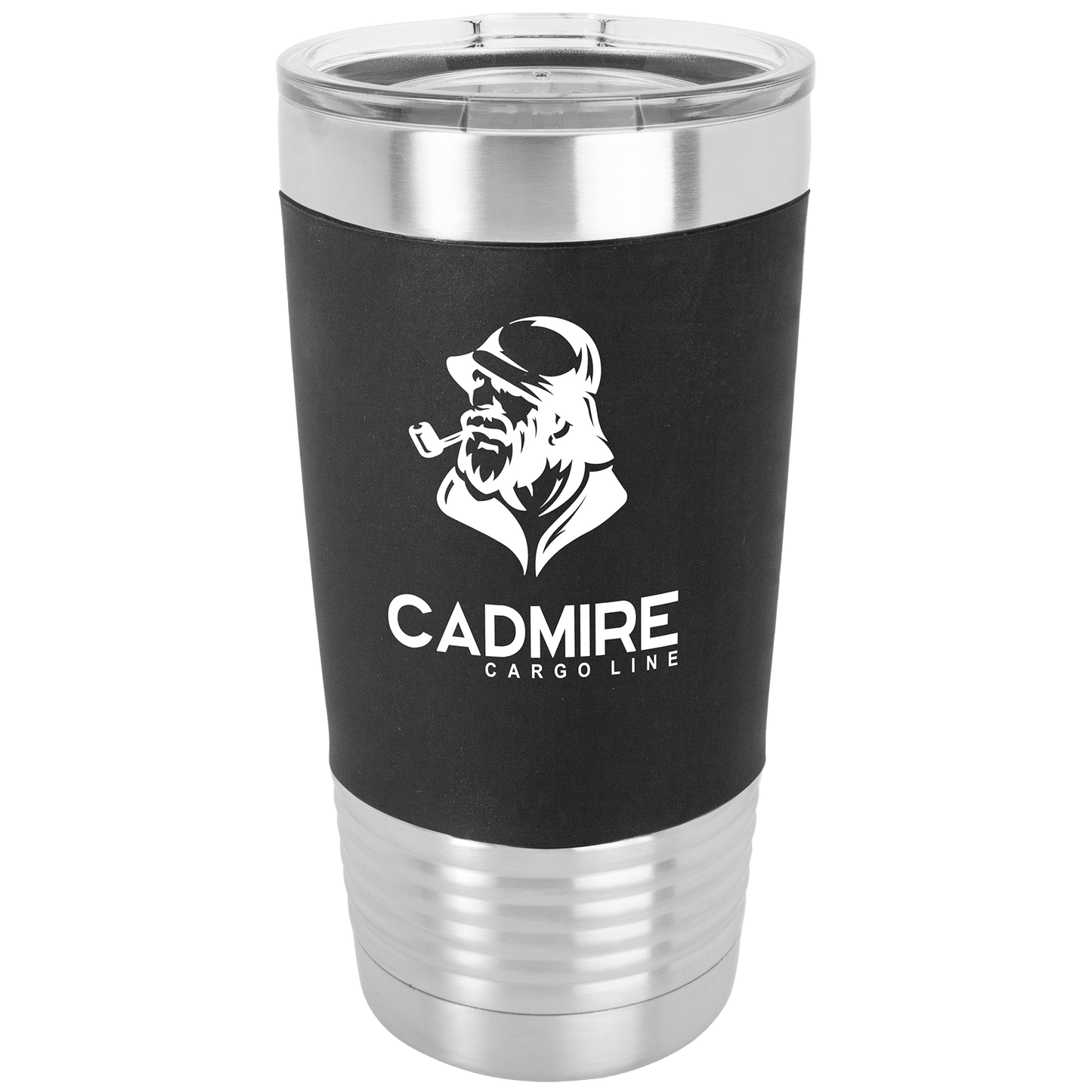 SKU: LTM5401 - Polar Camel 20 oz. Black/White Tumbler with Silicone Grip and Clear Lid