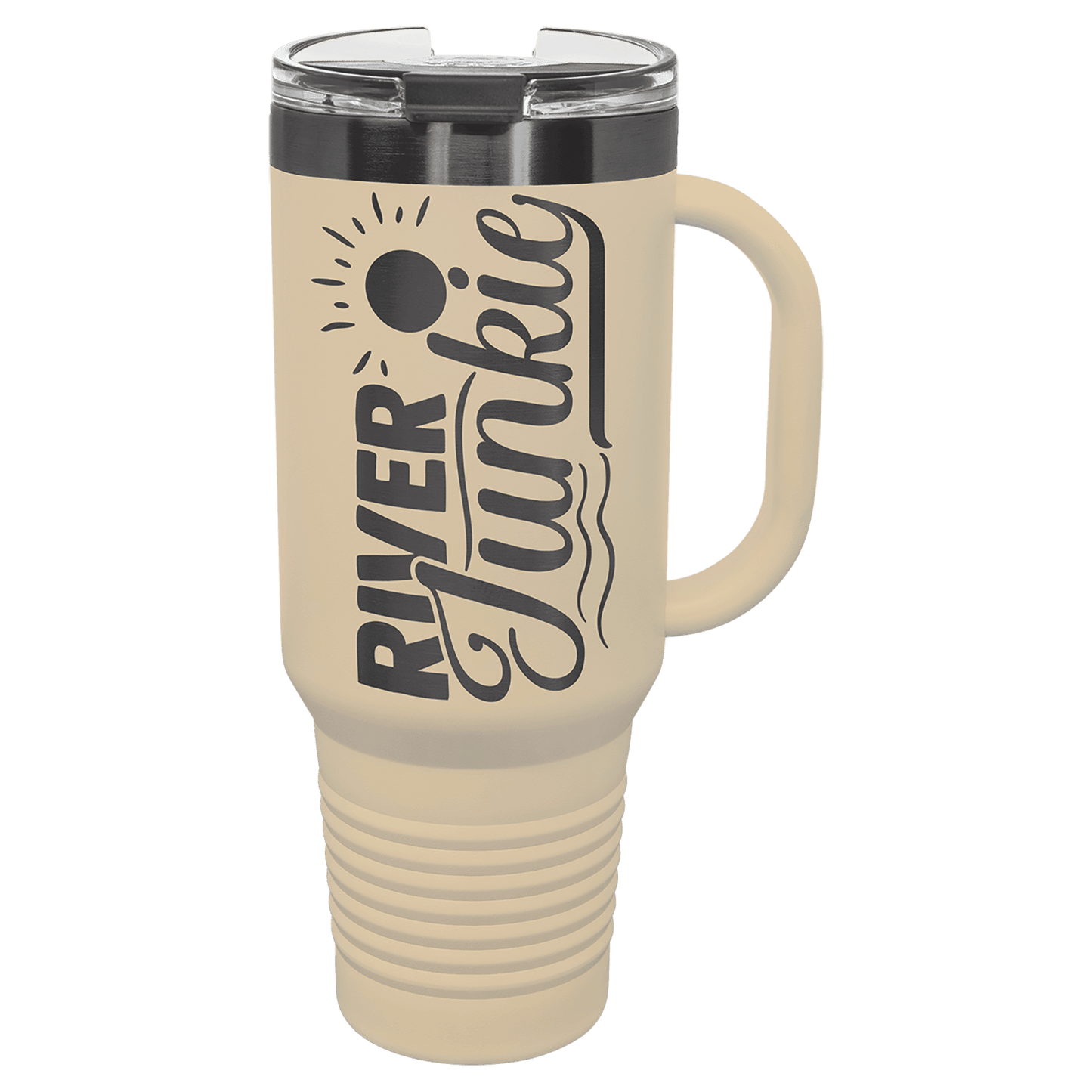 SKU: LTM7432 - Polar Camel 40 oz. Warm Sand/Ghost Black Travel Mug with Handle & Straw