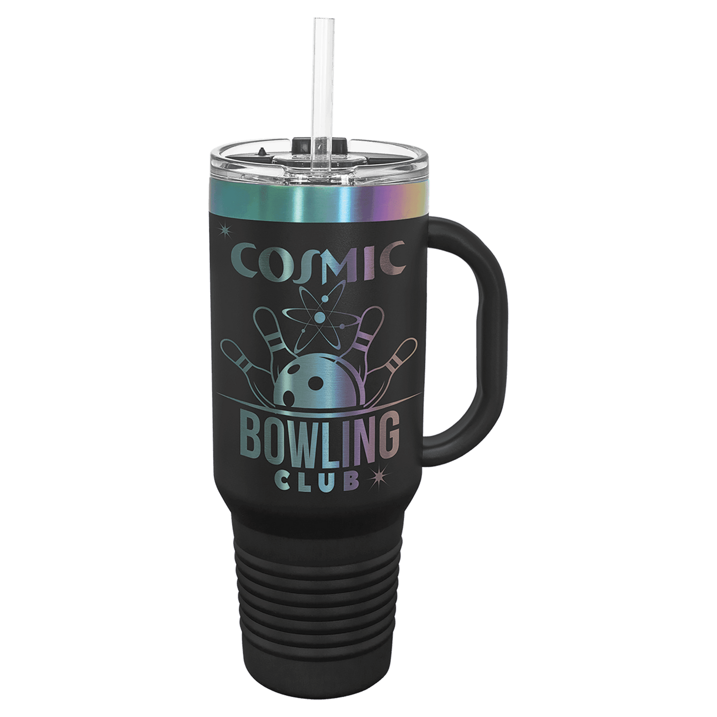 SKU: LTM7485 - Polar Camel 40 oz. Black/Prism Travel Mug with Handle & Straw