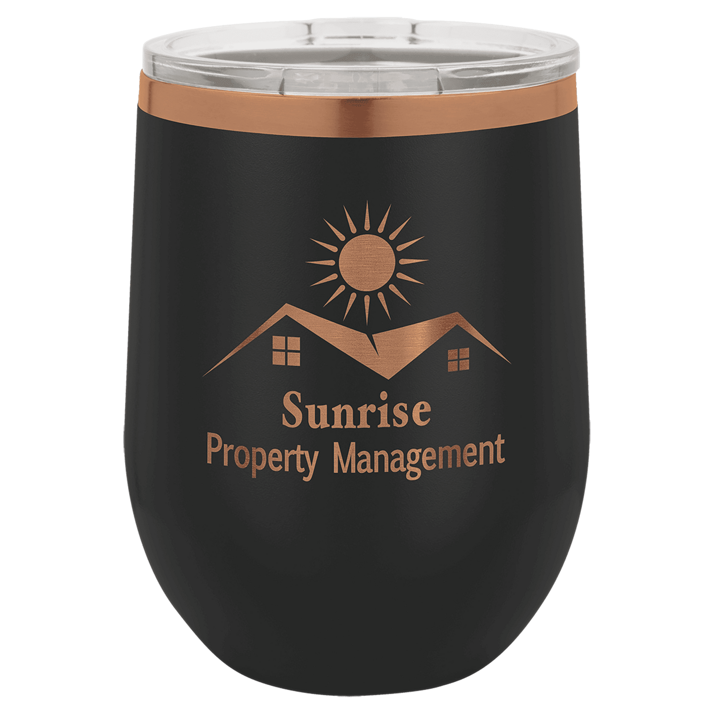 SKU: LTM880 - Polar Camel 12 oz. Black/Rose Gold Stemless Wine Tumbler