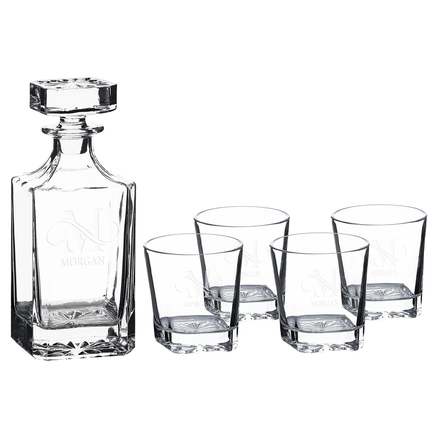 750ml Square Glass Decanter Set with Four DG301S 11 oz. Glasses