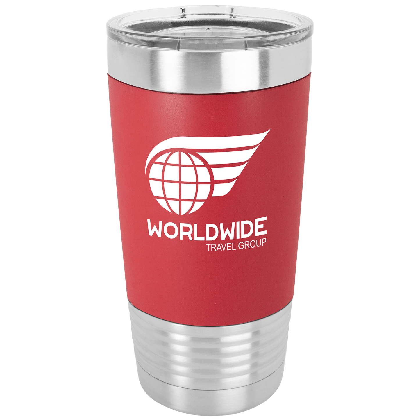 SKU: LTM5402 - Polar Camel 20 oz. Red/White Tumbler with Silicone Grip and Clear Lid