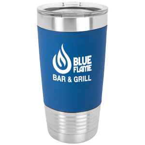 SKU: LTM5403 - Polar Camel 20 oz. Blue/White Tumbler with Silicone Grip and Clear Lid