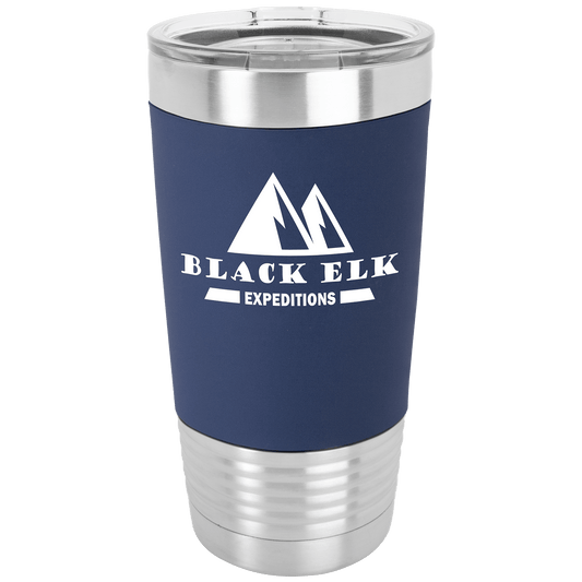 SKU: LTM5404 - Polar Camel 20 oz. Navy Blue/White Tumbler with Silicone Grip and Clear Lid