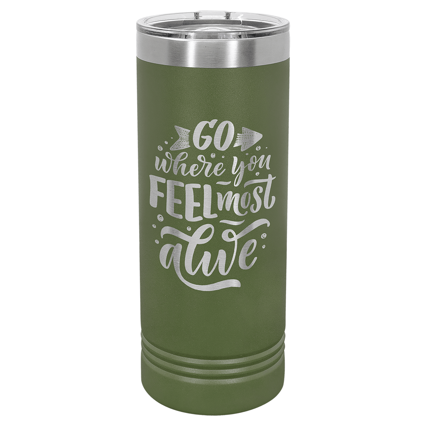 SKU: LTM7018 - Polar Camel 22 oz. Olive Green Skinny Tumbler with Slider Lid
