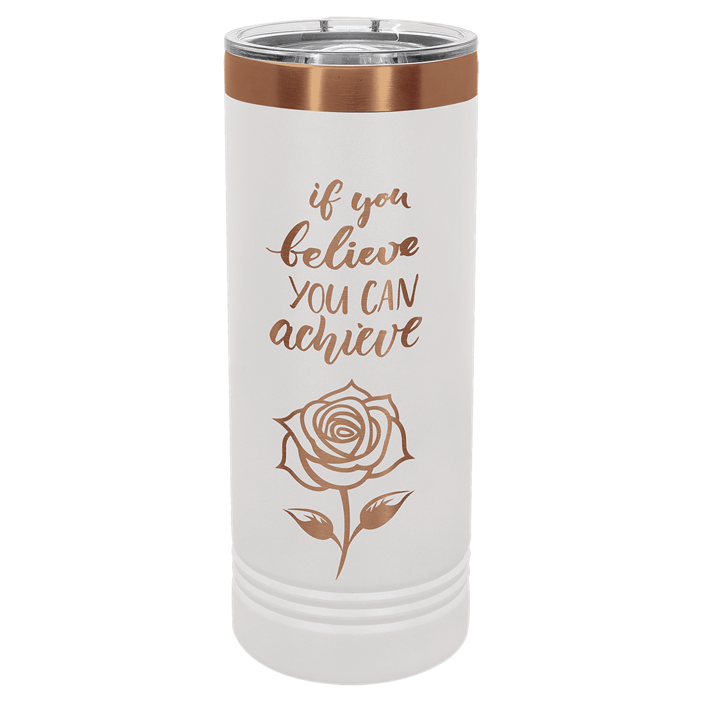 SKU: LTM7051 - Polar Camel 22 oz. White/Rose Gold Skinny Tumbler