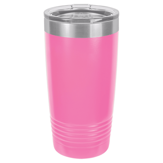 Polar Camel 20 oz. Pink Vacuum Insulated Ringneck Tumbler with Clear Lid