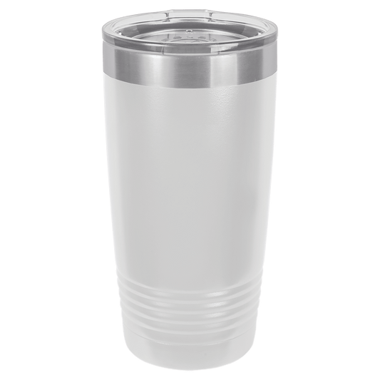 Polar Camel 20 oz. White Vacuum Insulated Ringneck Tumbler with Clear Lid