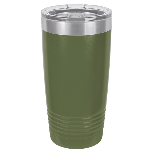 Polar Camel 20 oz. Olive Green Vacuum Insulated Ringneck Tumbler with Clear Lid