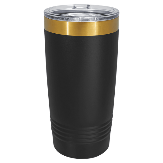 SKU: LTM7230 - Polar Camel 20 oz. Black/Bright Gold ION-Plated Ringneck Tumbler with Slider Lid