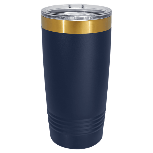 SKU: LTM7233 - Polar Camel 20 oz. Navy Blue/Bright Gold ION-Plated Ringneck Tumbler with Slider Lid