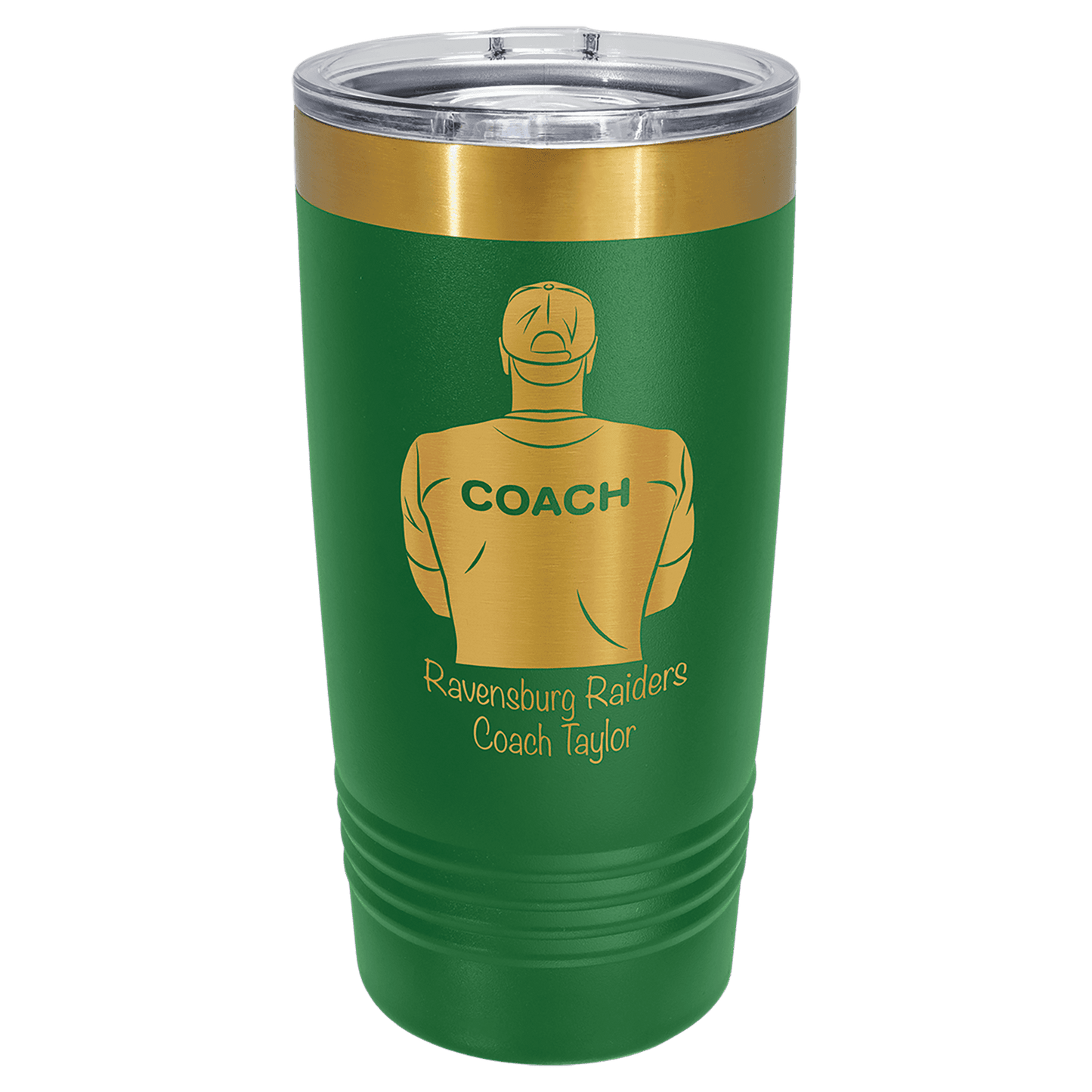 SKU: LTM7235 - Polar Camel 20 oz. Green/Bright Gold ION-Plated Ringneck Tumbler with Slider Lid