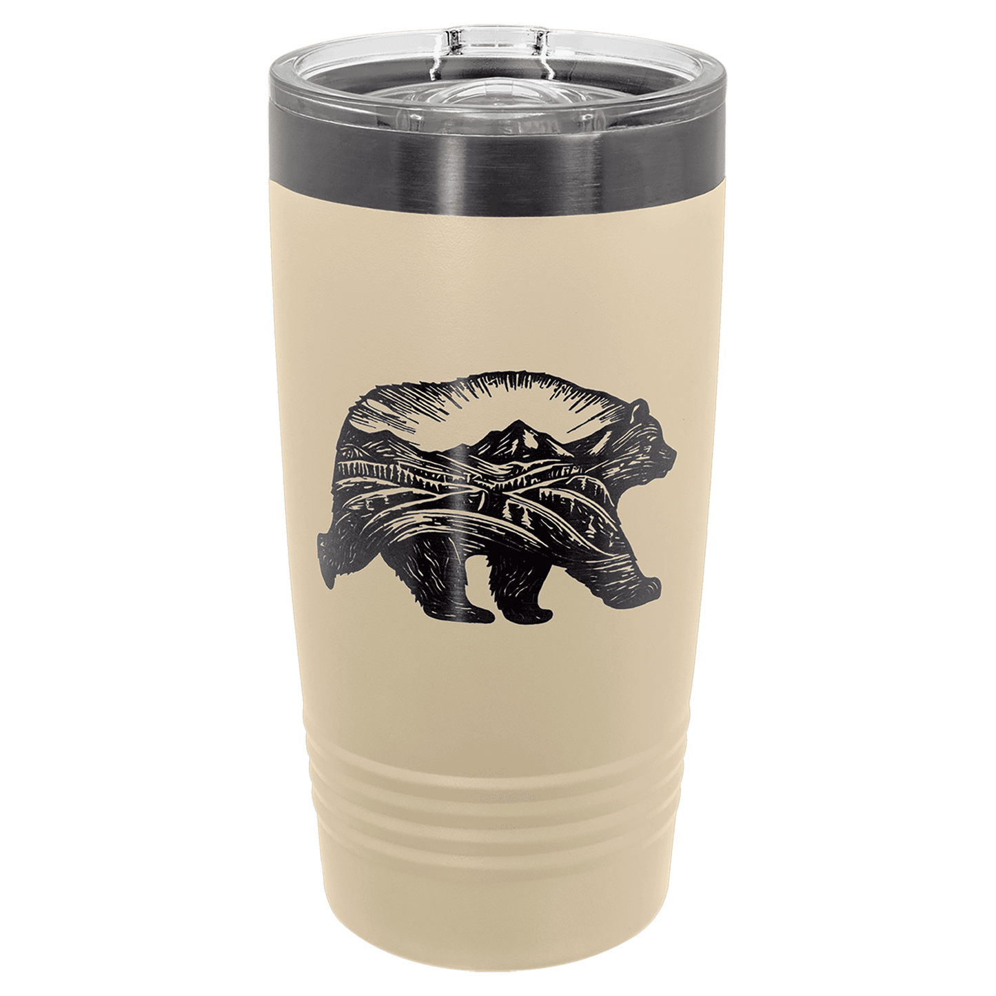 SKU: LTM7282 - Polar Camel 20 oz. Warm Sand/Ghost Black ION-Plated Ringneck Tumbler with Slider Lid