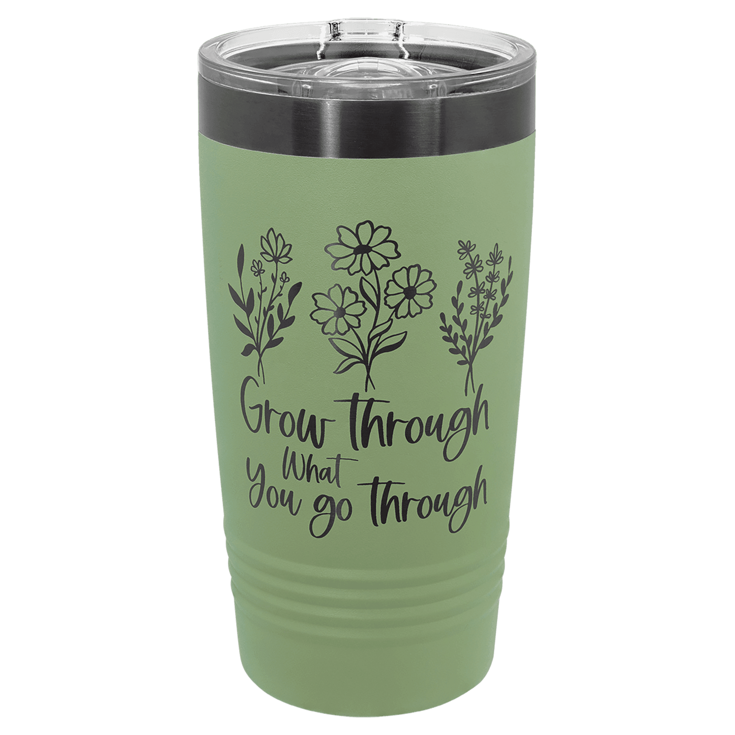 SKU: LTM7284 - Polar Camel 20 oz. Summer Sage/Ghost Black ION-Plated Ringneck Tumbler with Slider Lid