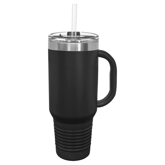SKU: LTM7401 - Polar Camel 40 oz. Black Travel Mug with Snap Lid & Straw