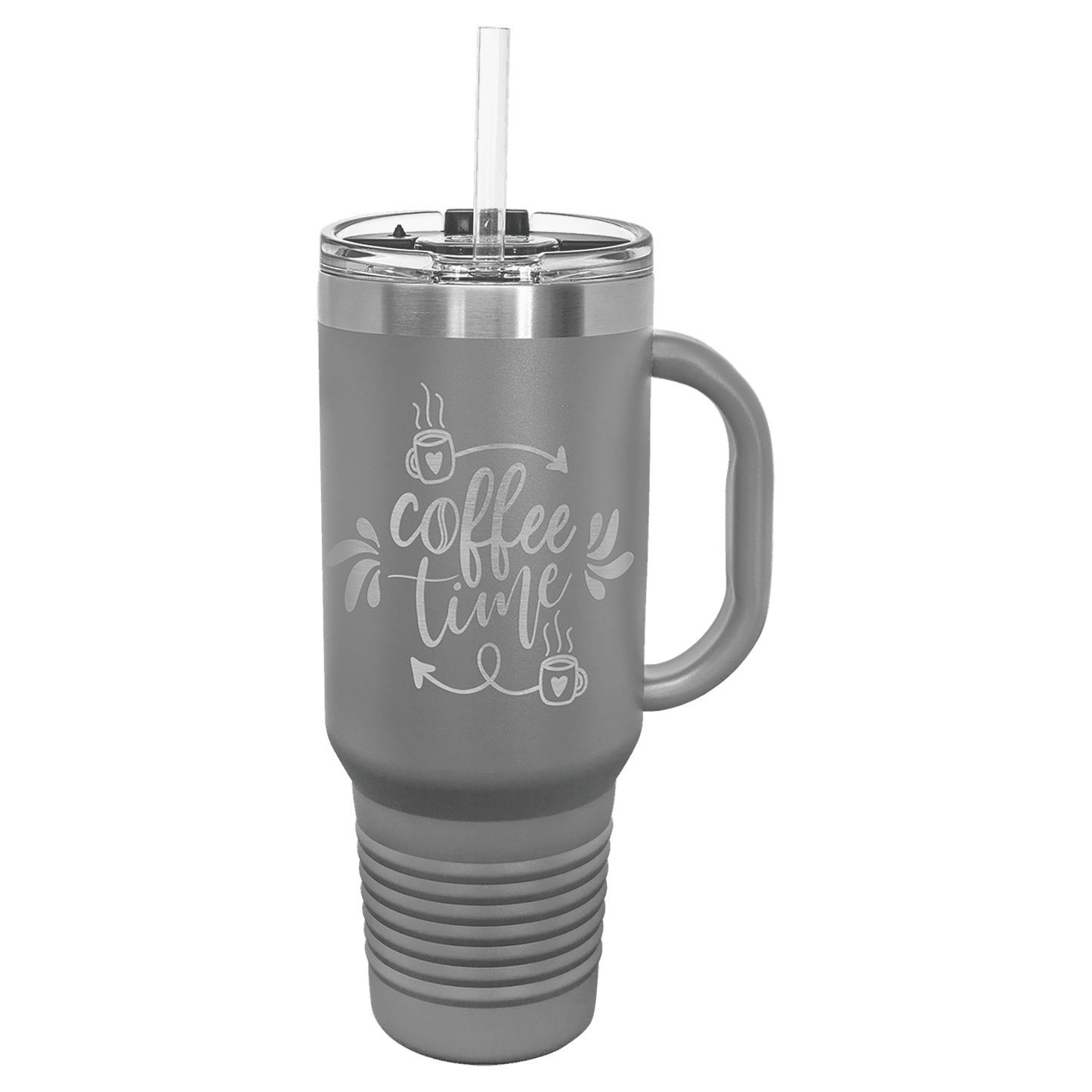 SKU: LTM7405 - Polar Camel 40 oz. Dark Gray Travel Mug with Snap Lid & Straw
