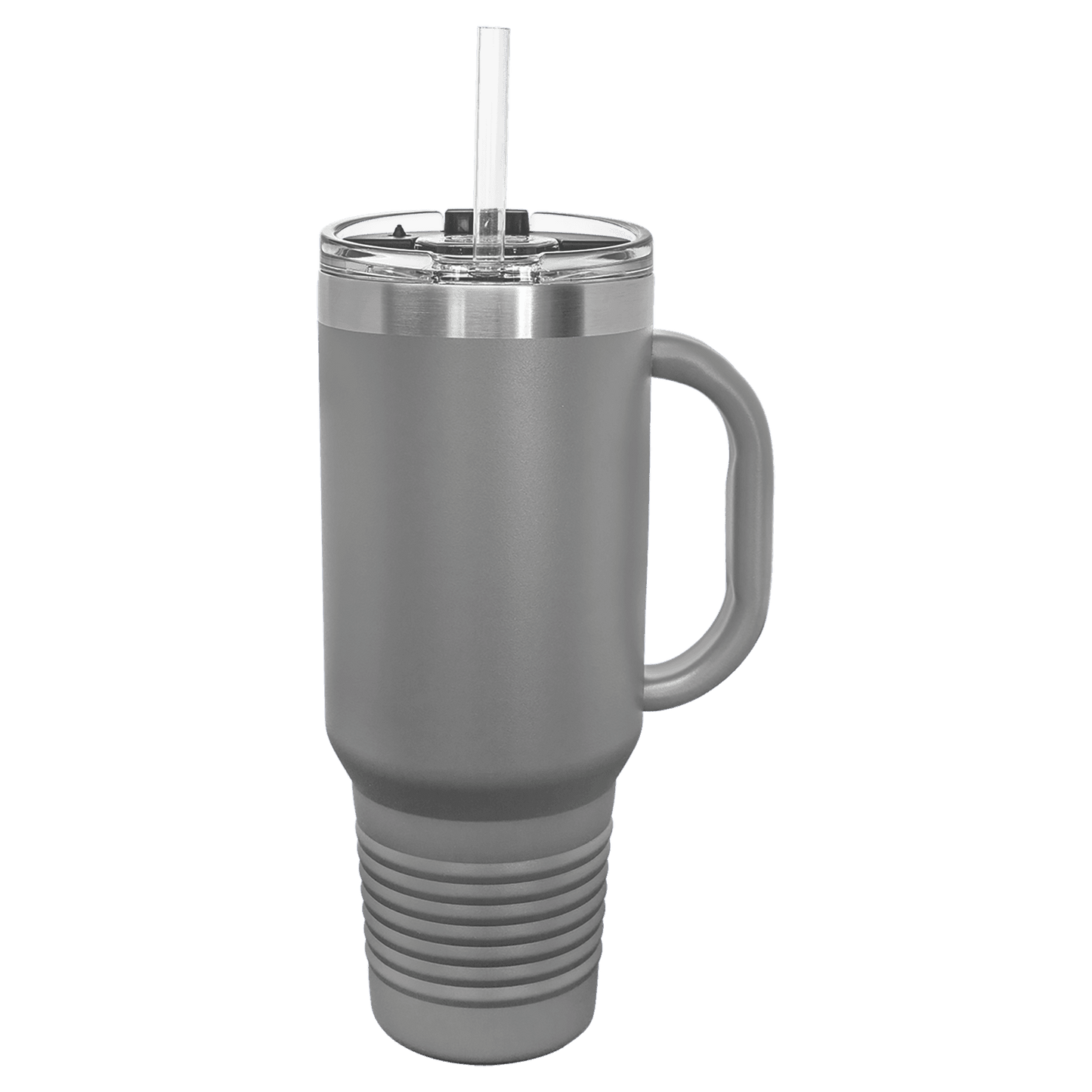 SKU: LTM7405 - Polar Camel 40 oz. Dark Gray Travel Mug with Snap Lid & Straw