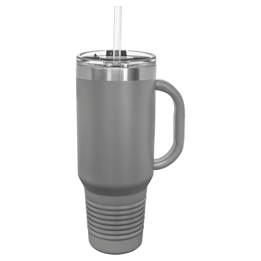 SKU: LTM7405 - Polar Camel 40 oz. Dark Gray Travel Mug with Snap Lid & Straw