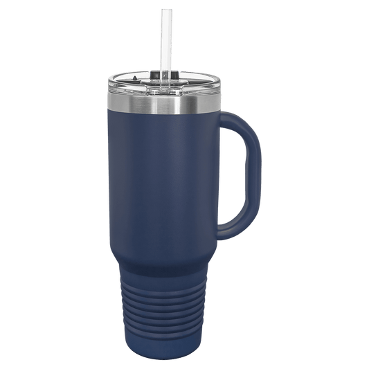 SKU: LTM7406 - Polar Camel 40 oz. Navy Blue Travel Mug with Snap Lid & Straw