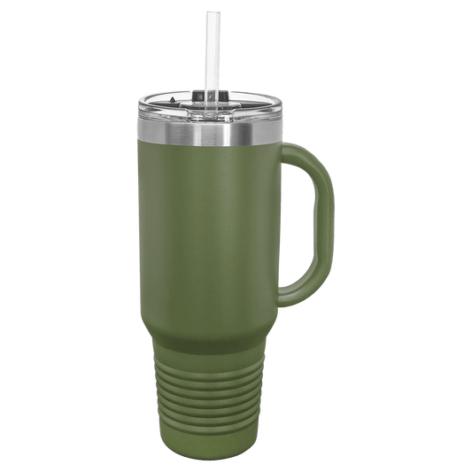 SKU: LTM7408 - Polar Camel 40 oz. Olive Green Travel Mug with Snap Lid & Straw