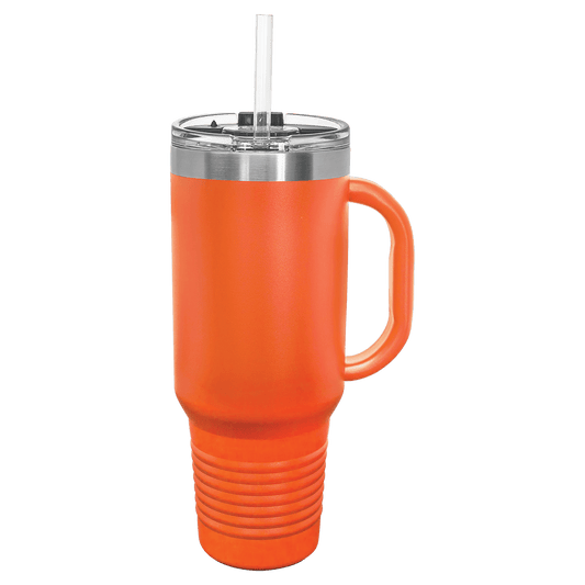 SKU: LTM7412 - Polar Camel 40 oz. Orange Travel Mug with Snap Lid & Straw