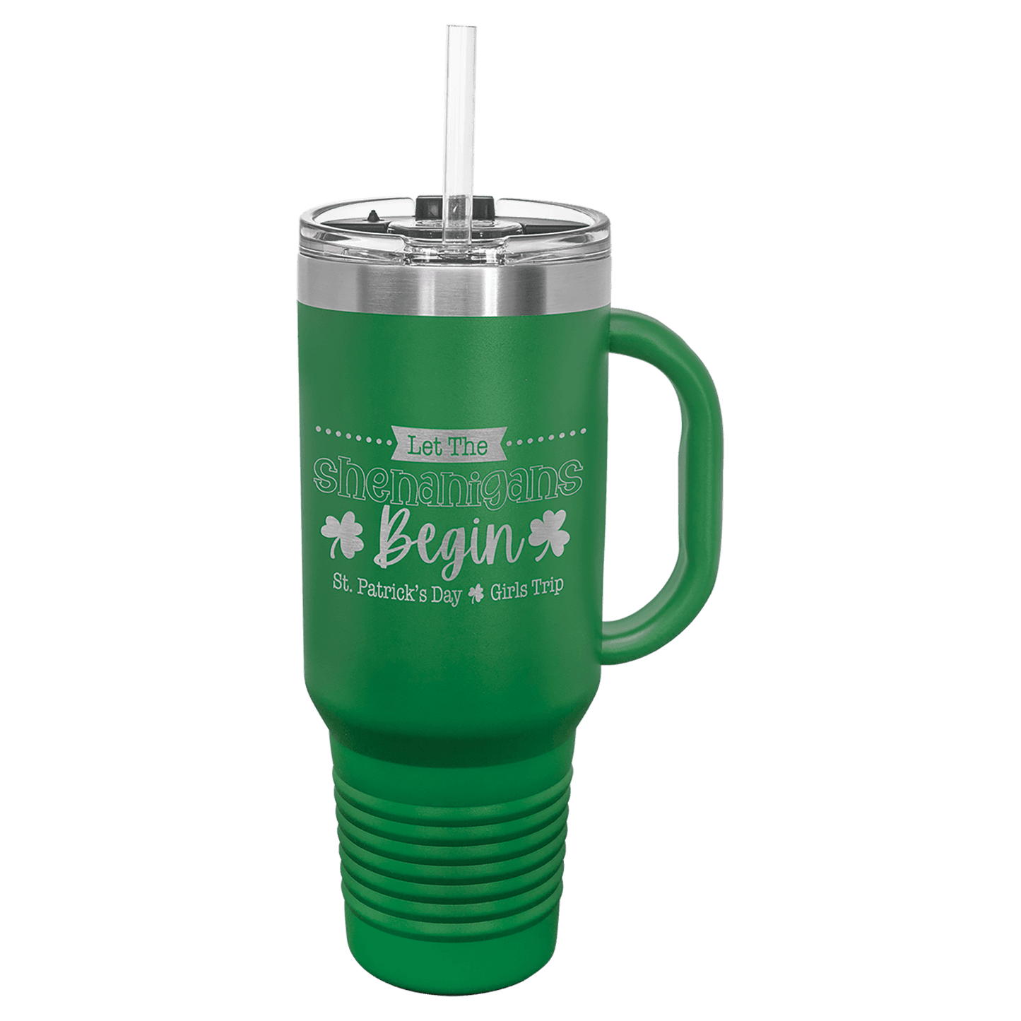 SKU: LTM7414 - Polar Camel 40 oz. Green Travel Mug with Snap Lid & Straw