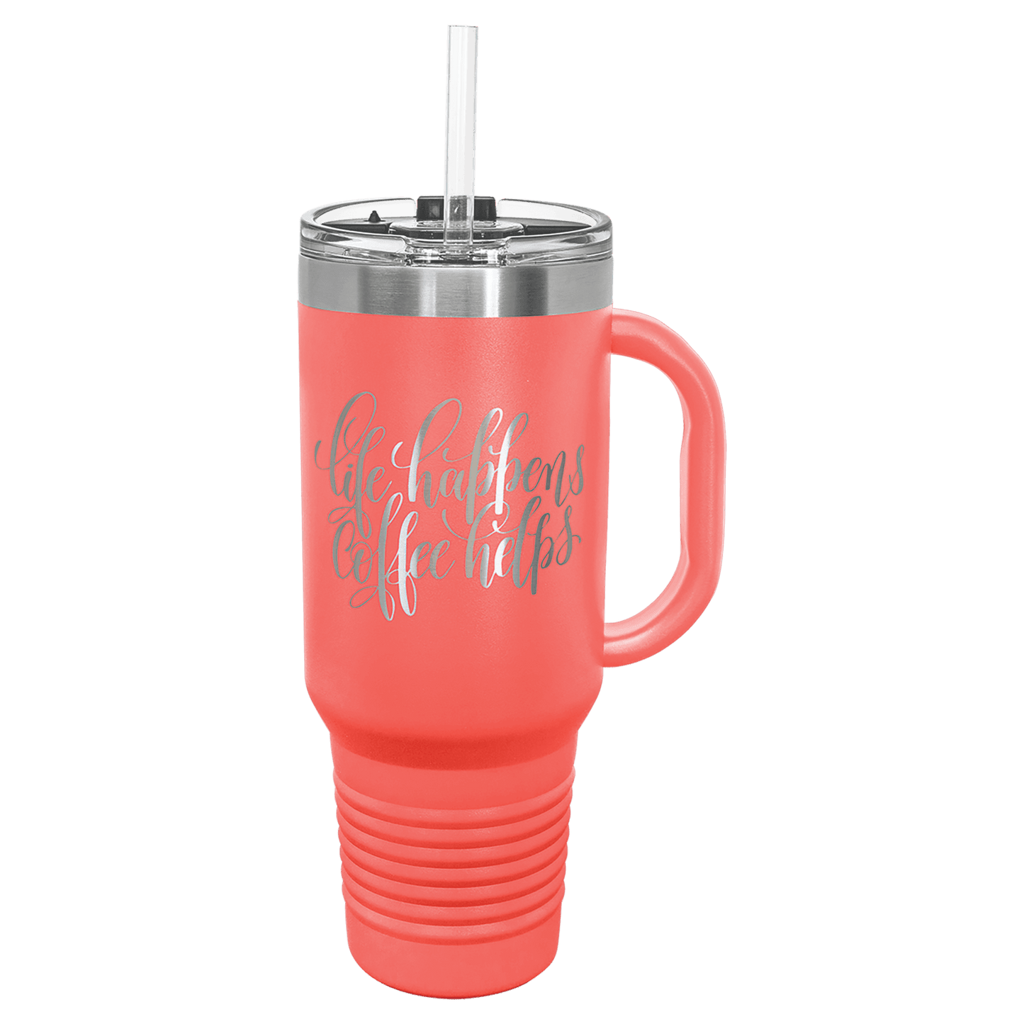 SKU: LTM7416 - Polar Camel 40 oz. Coral Travel Mug with Snap Lid & Straw