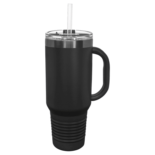 SKU: LTM7430 - Polar Camel 40 oz. Black/Ghost Black Travel Mug with Handle & Straw
