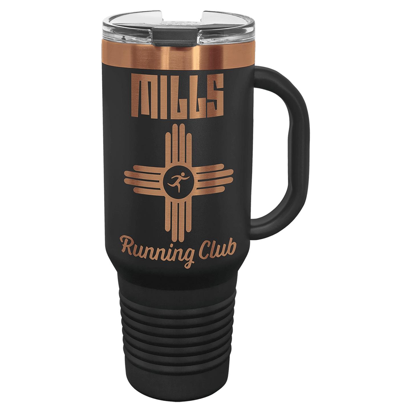 SKU: LTM7470 - Polar Camel 40 oz. Black/Rose Gold Travel Mug with Handle & Straw