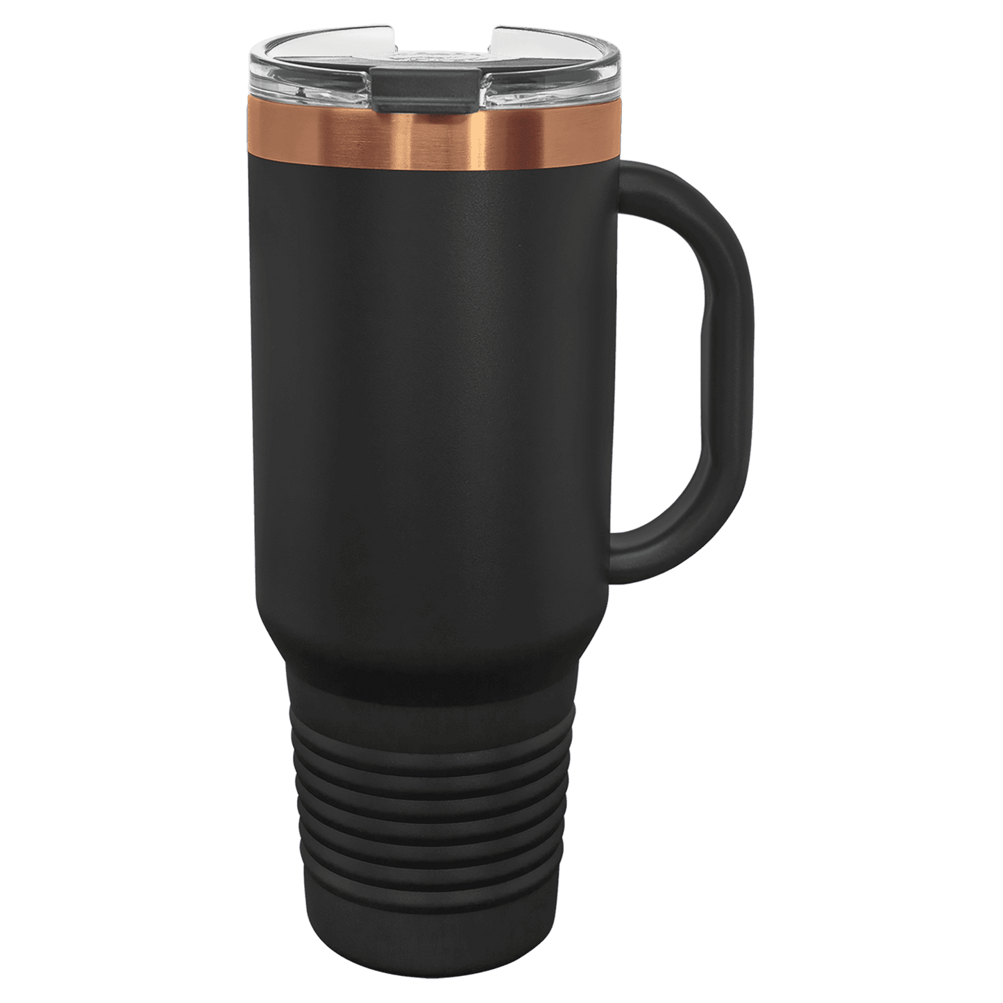 SKU: LTM7470 - Polar Camel 40 oz. Black/Rose Gold Travel Mug with Handle & Straw