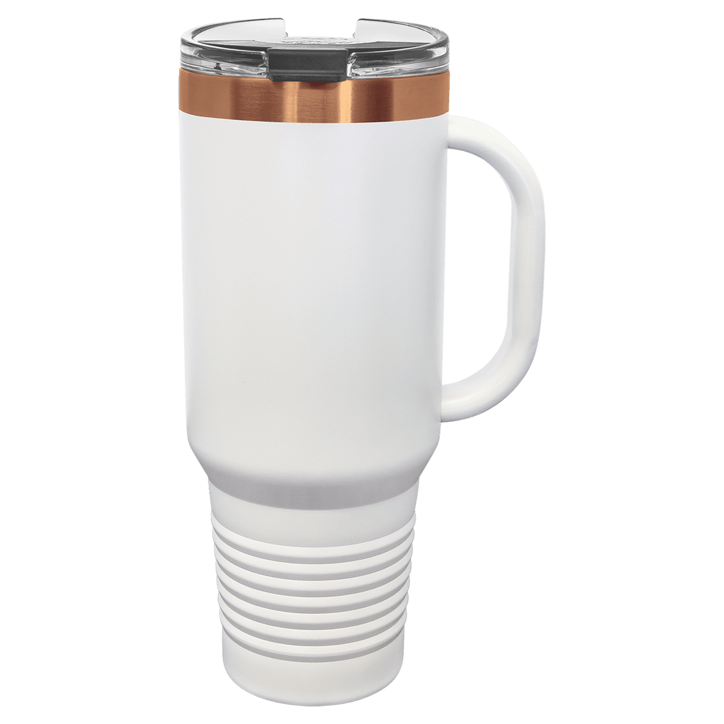 SKU: LTM7471 - Polar Camel 40 oz. White/Rose Gold Travel Mug with Handle & Straw