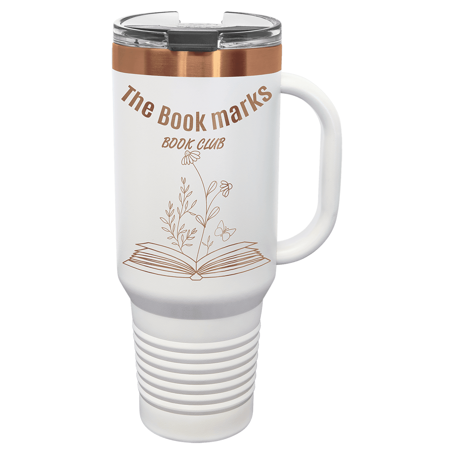 SKU: LTM7471 - Polar Camel 40 oz. White/Rose Gold Travel Mug with Handle & Straw