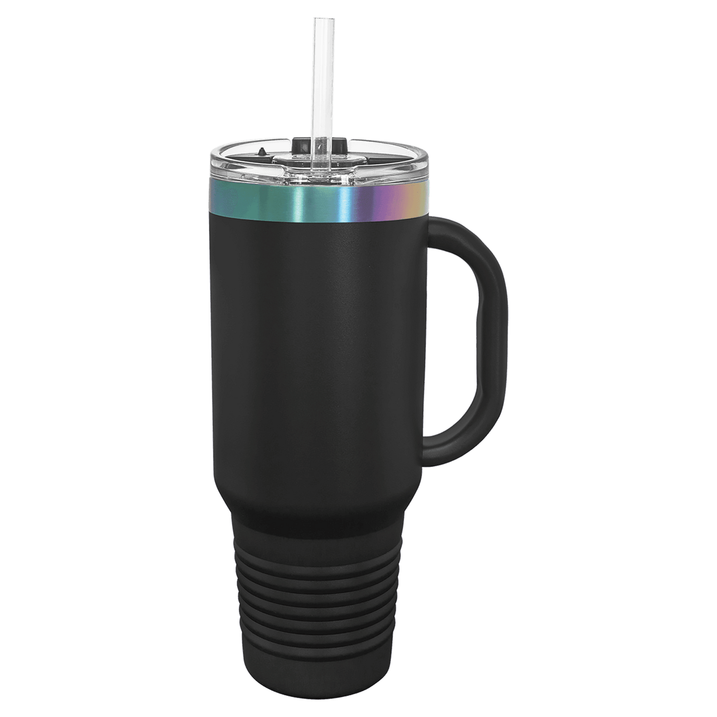 SKU: LTM7485 - Polar Camel 40 oz. Black/Prism Travel Mug with Handle & Straw