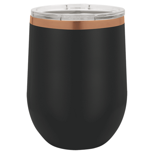 SKU: LTM880 - Polar Camel 12 oz. Black/Rose Gold Stemless Wine Tumbler
