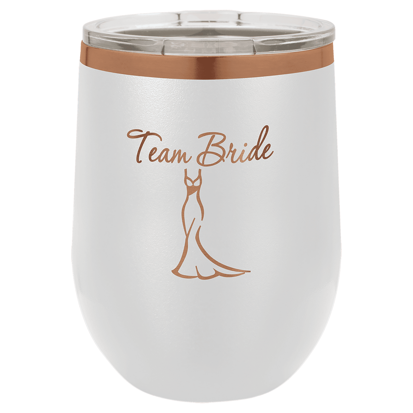 SKU: LTM881 - Polar Camel 12 oz. White/Rose Gold Stemless Wine Tumbler