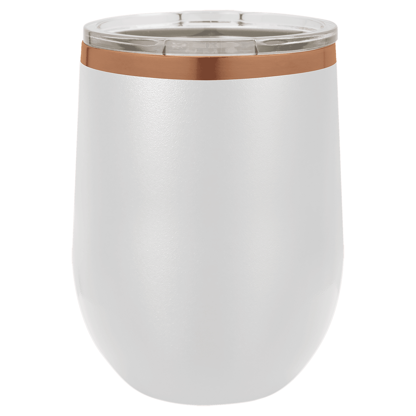 SKU: LTM881 - Polar Camel 12 oz. White/Rose Gold Stemless Wine Tumbler