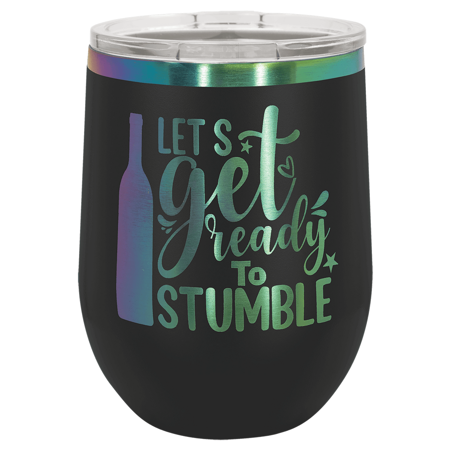 SKU: LTM890 - Polar Camel 12 oz. Black/Prism Stemless Wine Tumbler