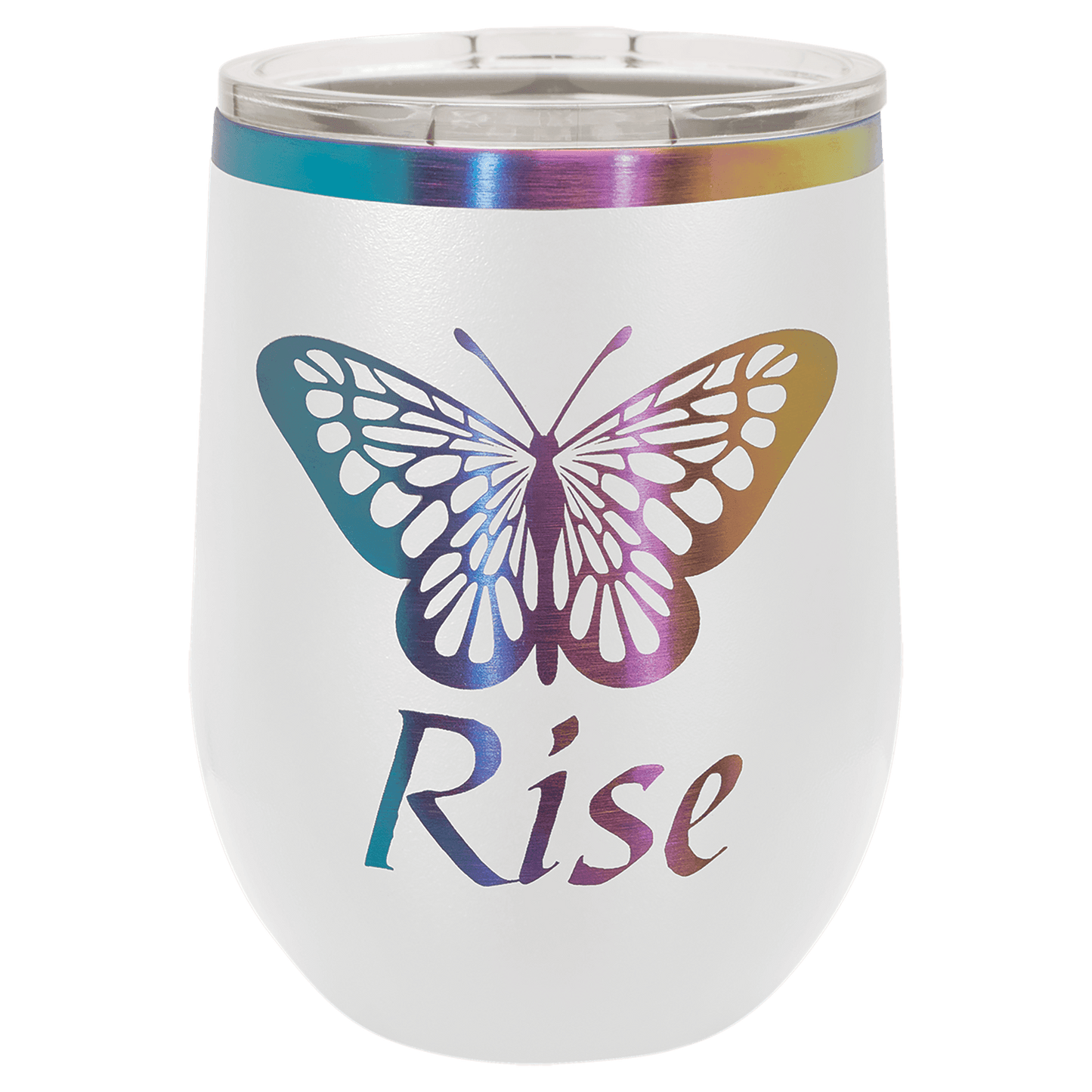 SKU: LTM891 - Polar Camel 12 oz. White/Prism Stemless Wine Tumbler