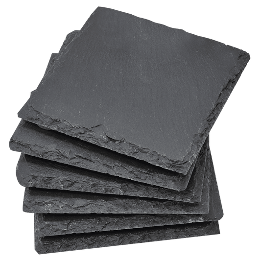SKU: SLT003 - 4" x 4" Square Slate Coaster Set-6 Piece