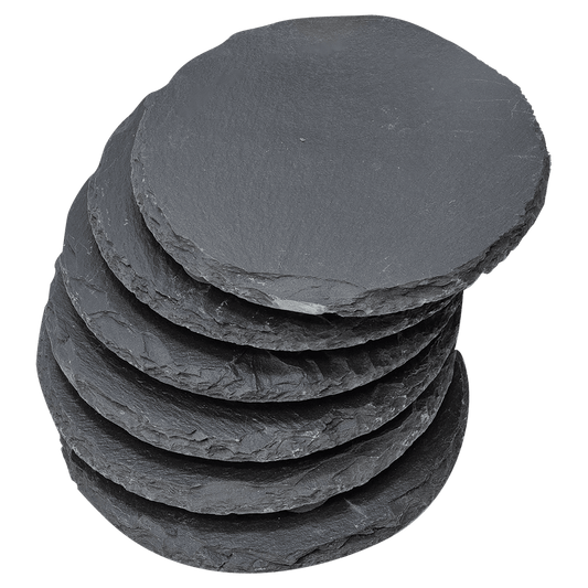 SKU: SLT004 - 4" Round Slate Coaster Set-6 Piece